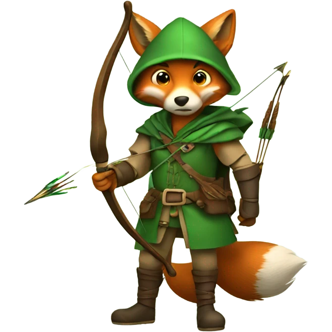 Fox Robin Hood with bow and arrow  emoji