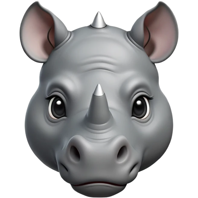 cinematic-noble-cute-rhinoceros-portrait-emoji,slate-grey-hide-poised-and-regal,-with-a-massive,-powerful-build-and-a-thick,--deep-set-soulful-piercing-eyes,-simplified-yet-sharp-and-sophisticated-features,-highly-detailed,-large-black-eyes, white horn, front facing emoji