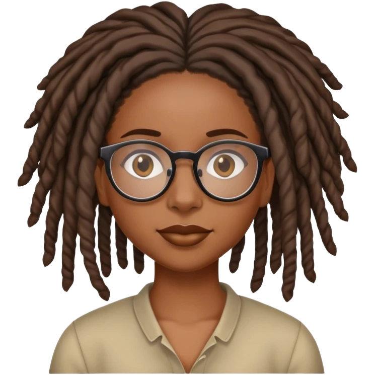 Black girl with locs and glasses emoji