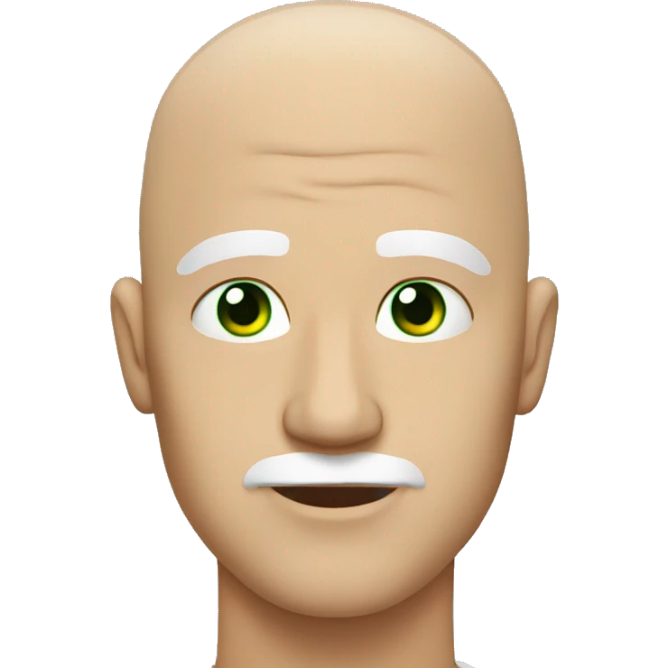 bald guy with white eyebrows and green eyes emoji