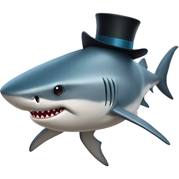 Shark with a top hat emoji