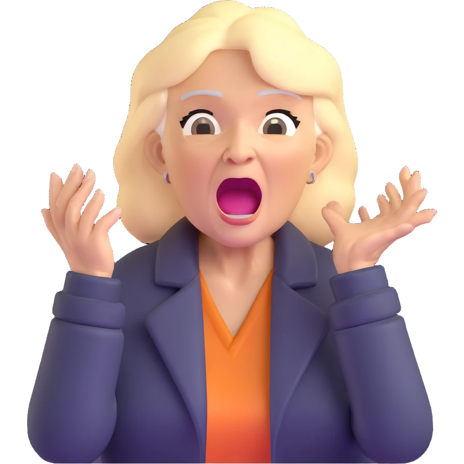 mean Karen, old yelling lady with blonde hair and a jacket emoji