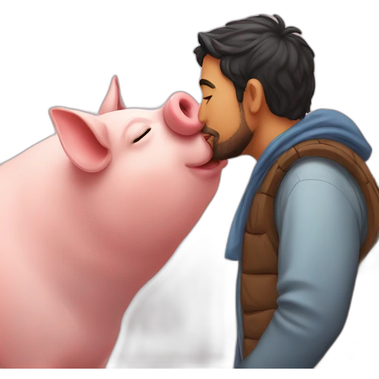 arabic guy kissing a pig emoji