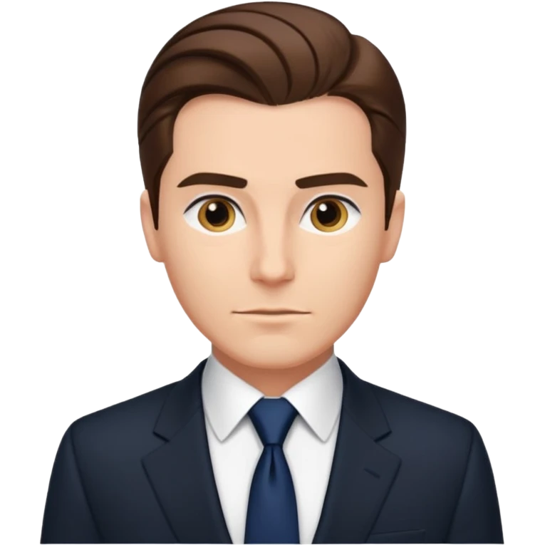 Caucasian man with slicked back brown hair, black suit, navy tie, elegant look emoji