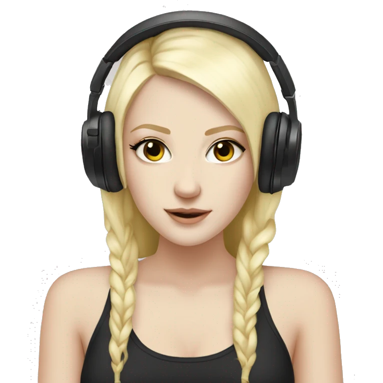 2 pale skin Girls dj with headphones one black hair one blonde hair  emoji