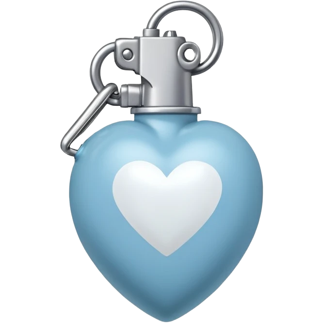 A white drawn hand holding a light blue heart shaped hand grenade emoji