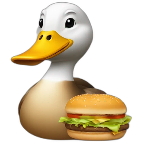 Un canard qui mange un hamburger emoji