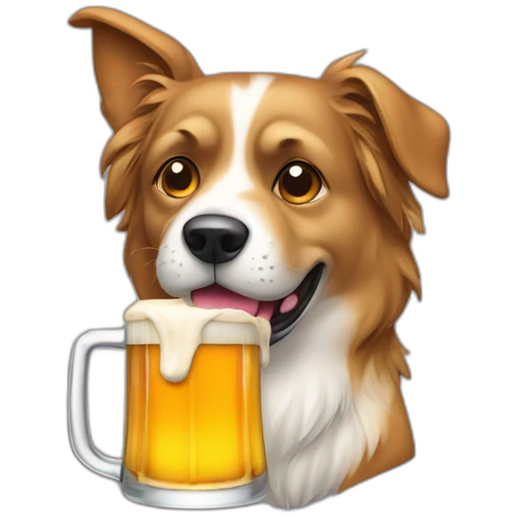 Plein de bière avec un chien emoji
