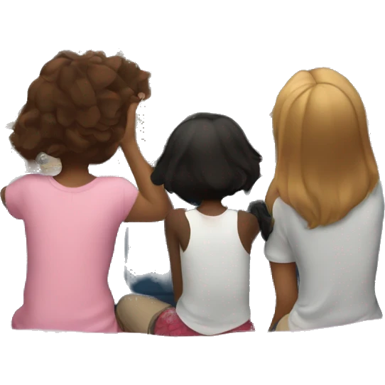 Two girls and a cat watching a movie in a house overlooking the Eiffel Tower emoji