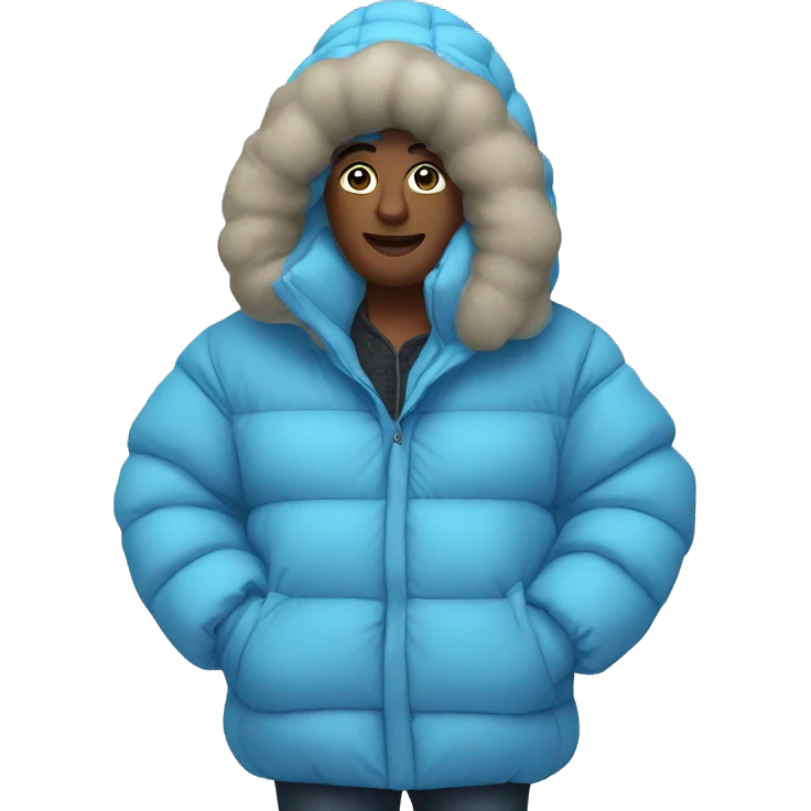 big puffer jacket, sky blue emoji