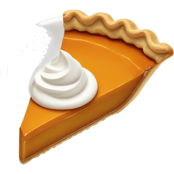 Slice of pumpkin pie with a lot of whipped cream on it emoji