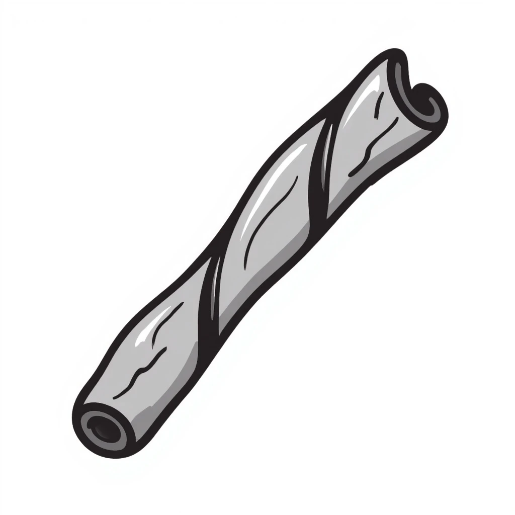 A black and white doodle of a cinnamon stick emoji