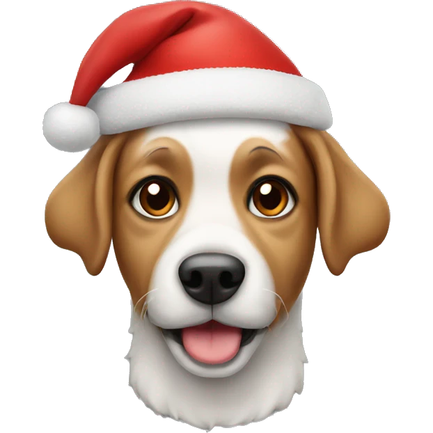Dog with a Christmas hat emoji