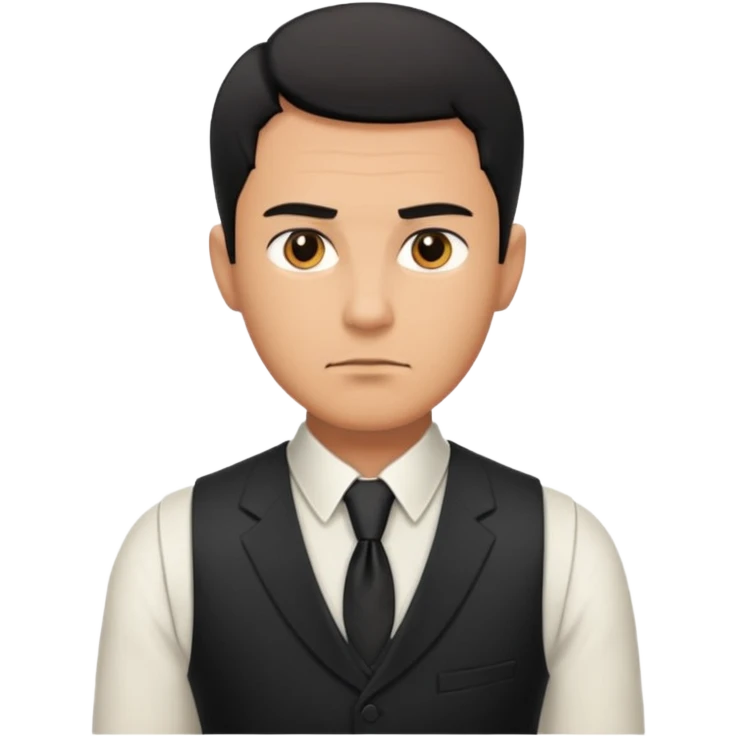 Adult man, wearing a formal vest, serious look
 emoji