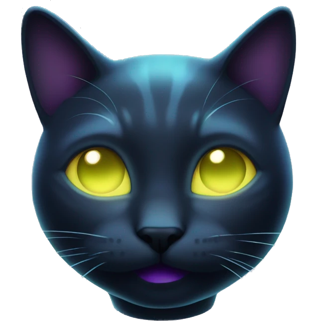 Dark iridescent cat glowing emoji
