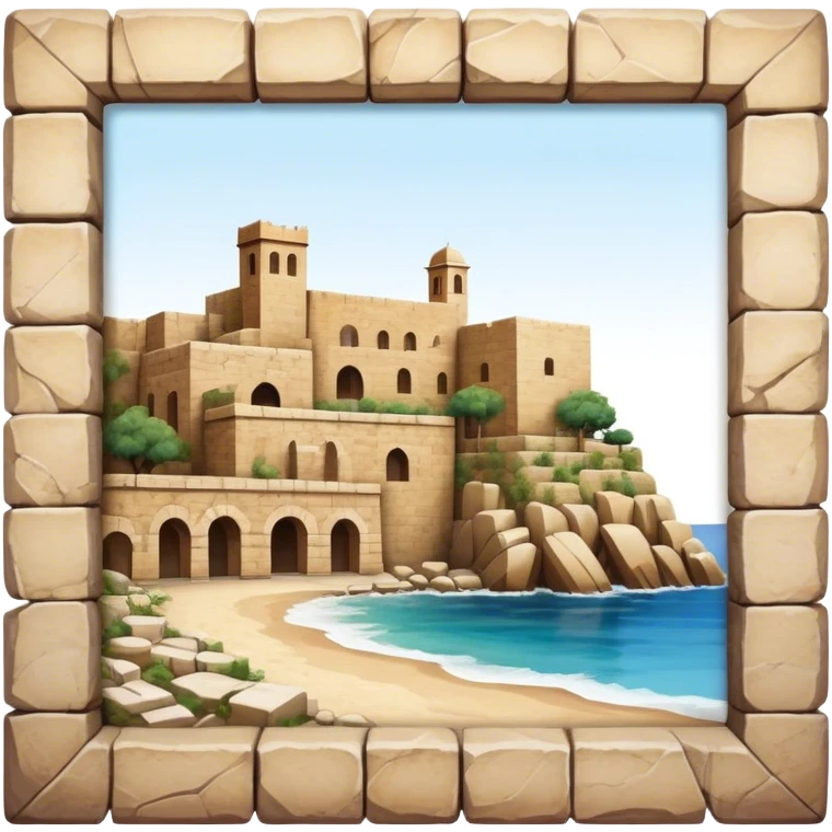 Cinematic Realistic Byblos Old City Landmark Emoji, depicted with ancient, weathered stone structures rendered with lifelike detail and nostalgic, warm lighting. emoji