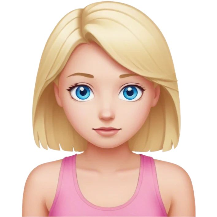 Blonde girl with blue eyes wearing pink tank top emoji