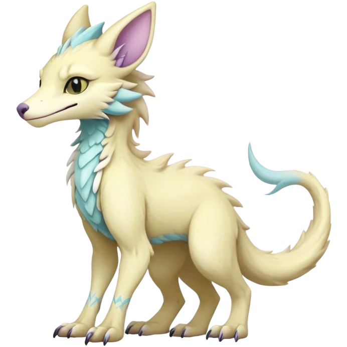 Feral Rare Fantasy cute pastel Vernid-Sergal-animal-creature-hybrid by LiLaiRa, markings, tufted ears, full body emoji