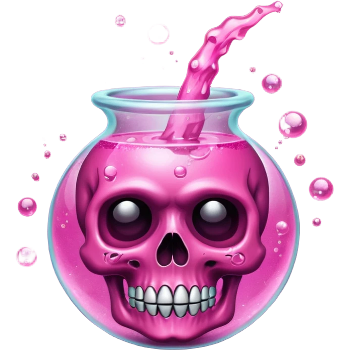 glitter toxic pink potion with dead symbol
 emoji