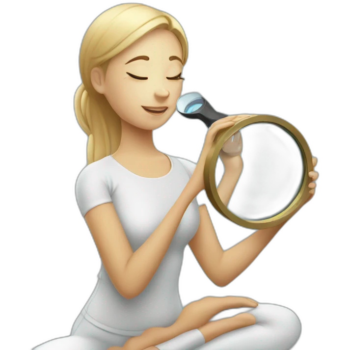 yoga girl with magnifying glass emoji