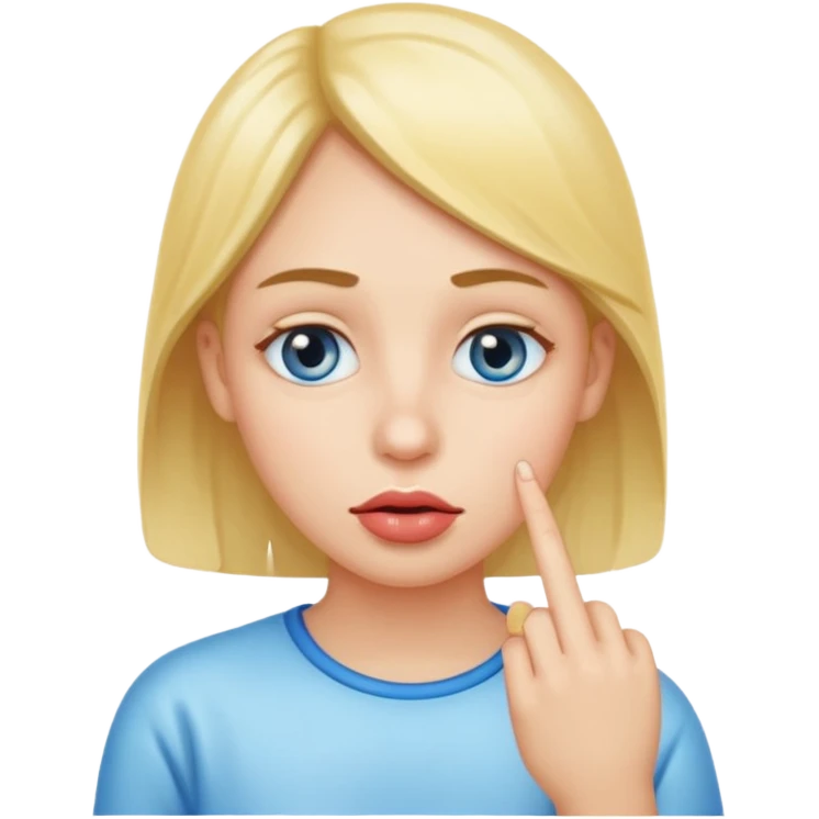 Face with watery eyes and a finger on his lip emoji
