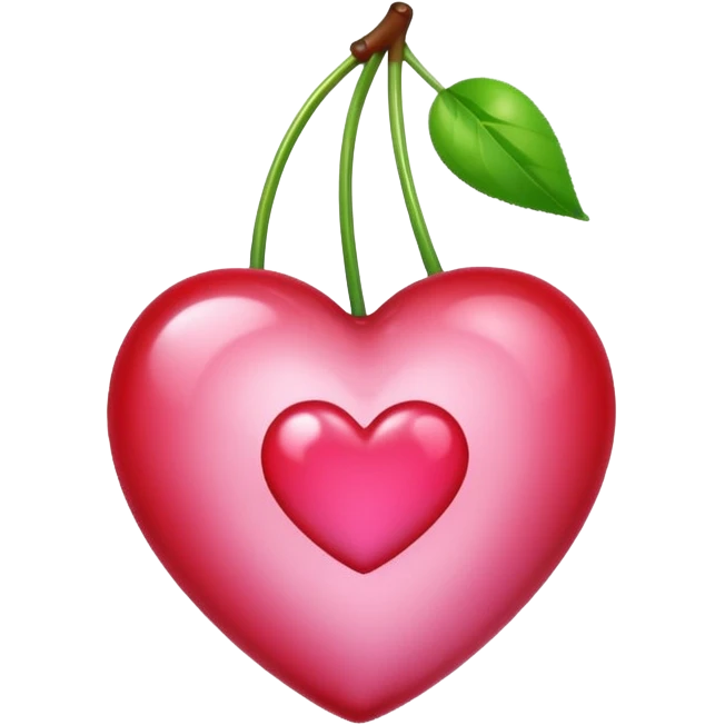 Cherry with pink heart emoji
