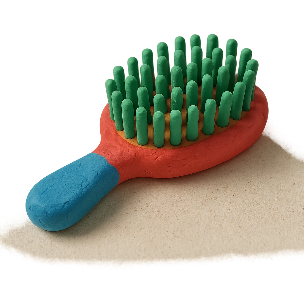 claymation style hairbrush emoji
