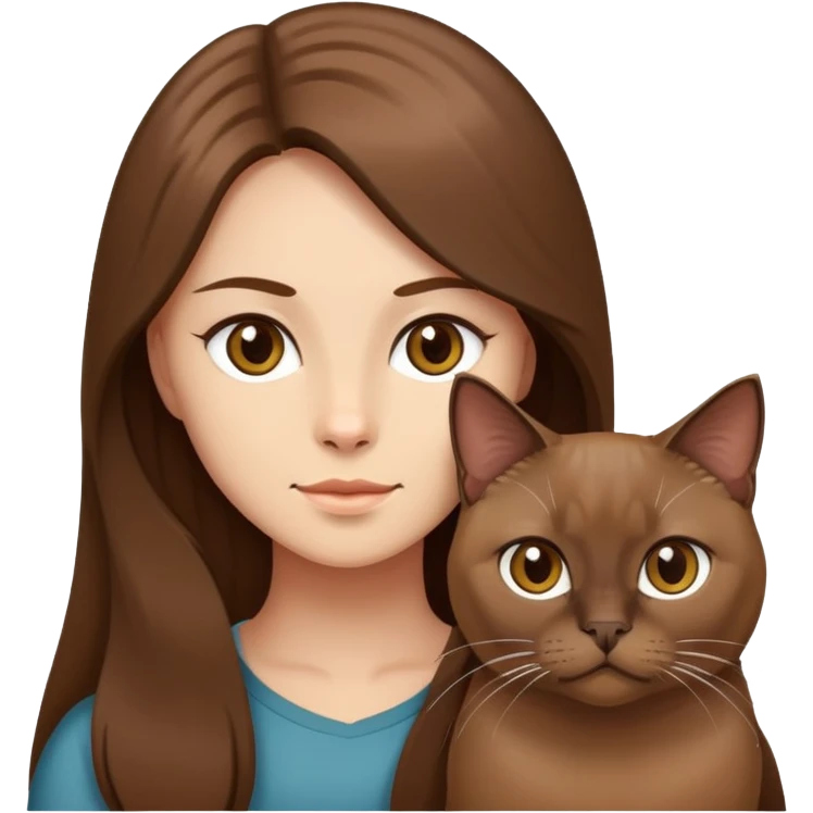 Person with long hair and brown Burmese cat emoji