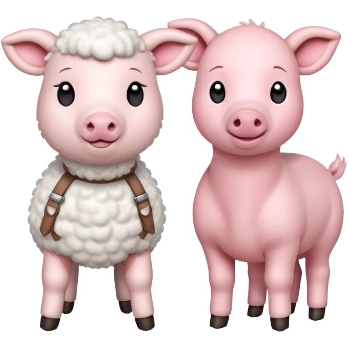 Lamb and piglet stand next to each other  emoji