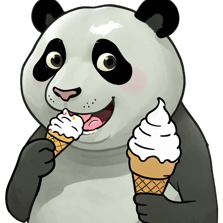Panda eating ice cream emoji