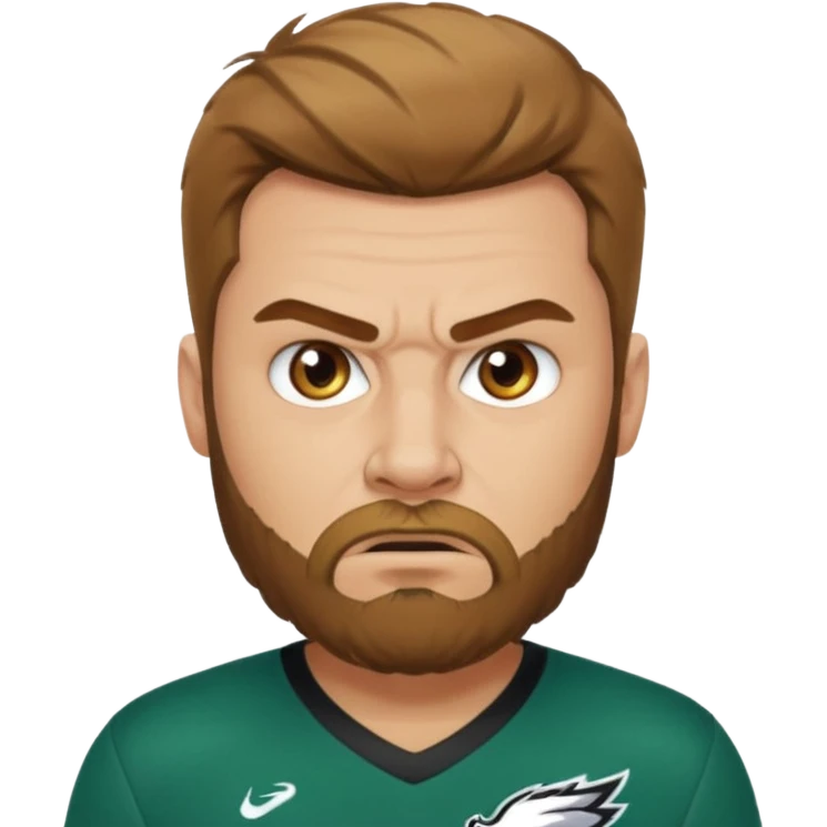 Angry eagles fan male with short light brown hair and beard, light skin emoji