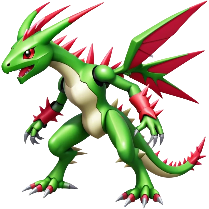 Spiky Cool Edgy shiny colorful Digimon-Fakemon-Flygon-Gabite-Mecha, full body, two legs emoji