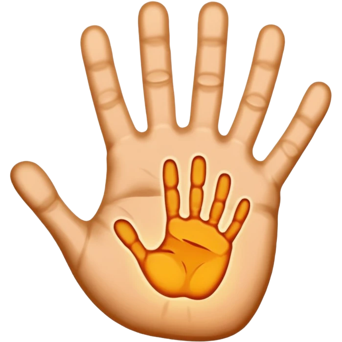 handprint with a glowing sign in the center emoji