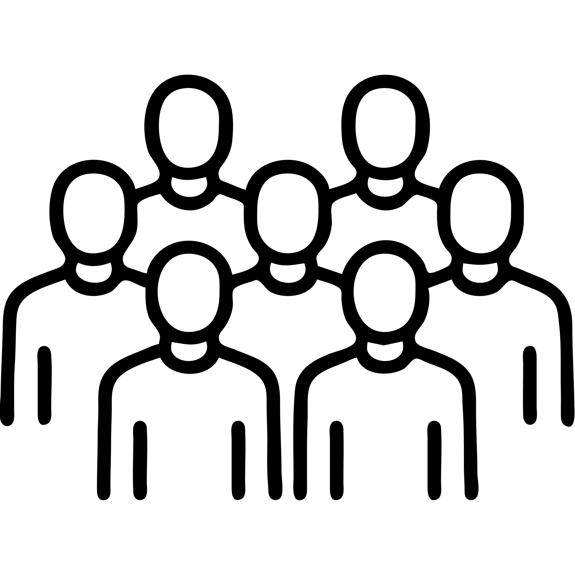 group of 6 men, white skin tone, white shirts, standing in a row emoji