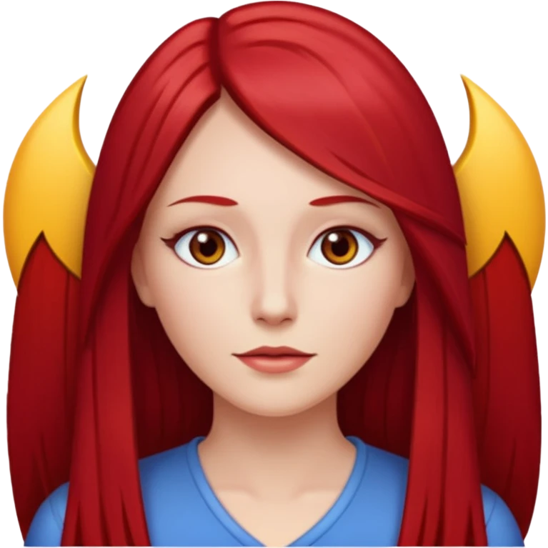 white woman cherry red long straight hair parted middle emoji