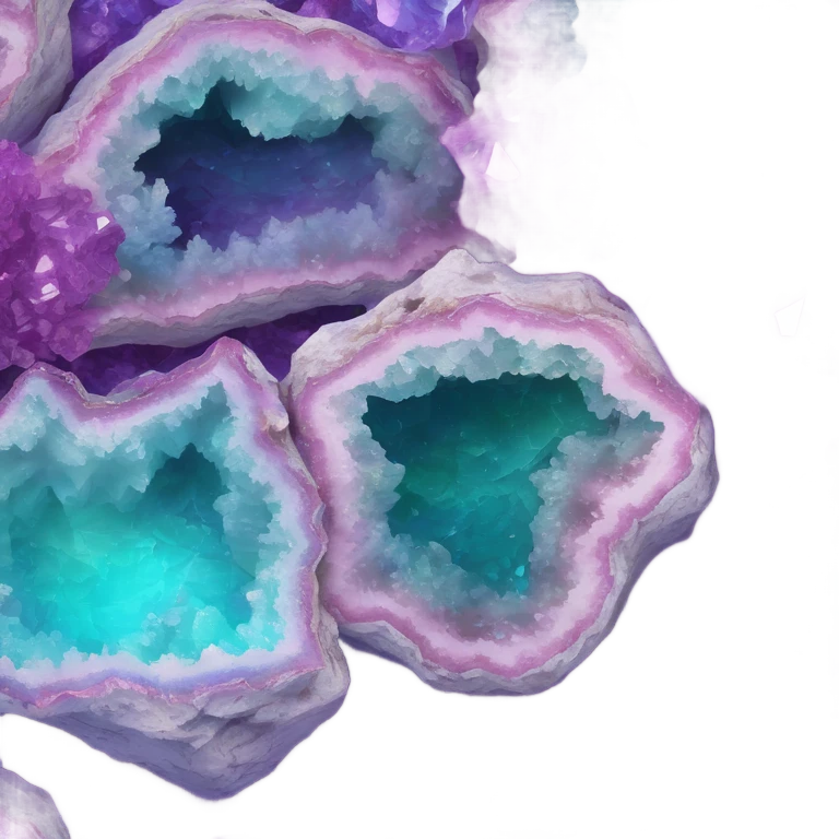 Purple, pink, blue & teal, iridescent crystal geode. emoji