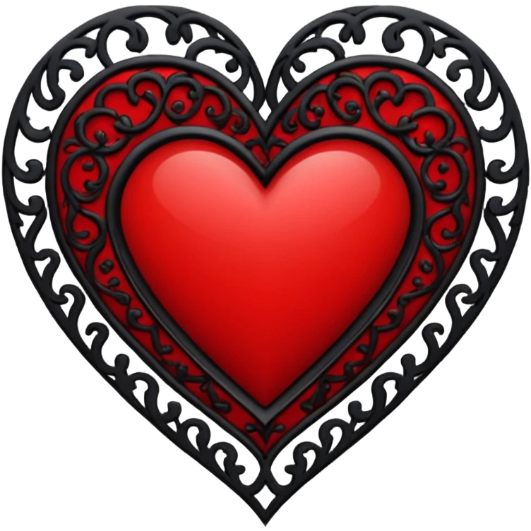 goth heart with red lace and black filigree emoji