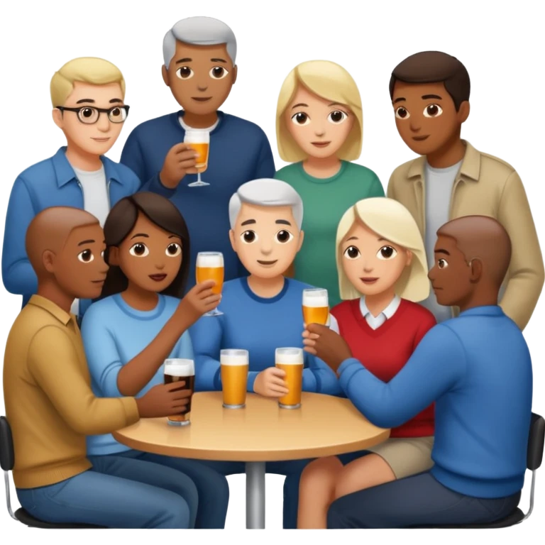 Hundreds of young people, adults and seniors in casual clothing densely packed as a crowd at an afterwork meeting emoji