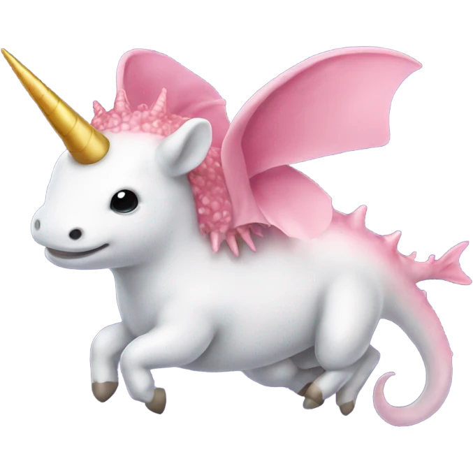 Axolotl flying on a unicorn emoji