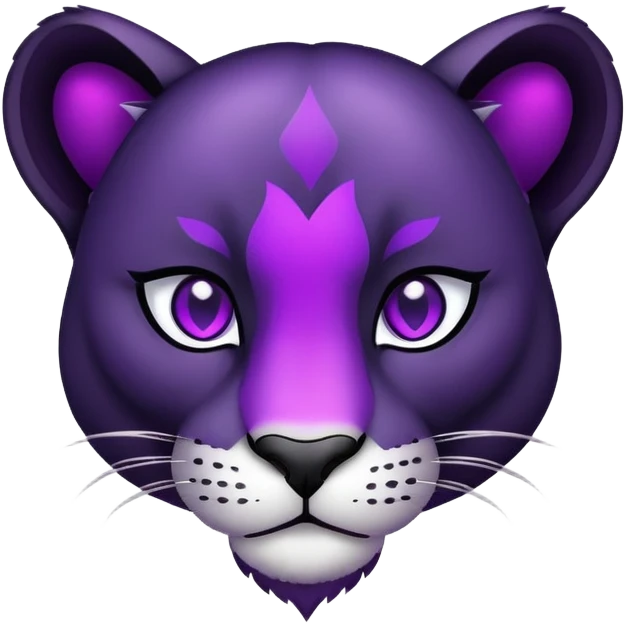 A phanter face, with a purple heart around emoji