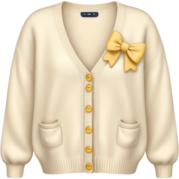 Cream cardigan with bows on it emoji