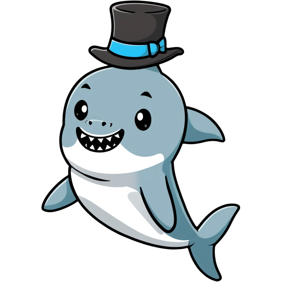 shark wearing a top hat emoji