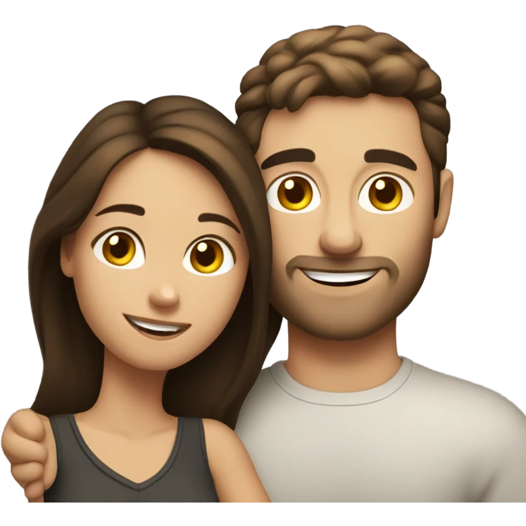 caucasians brunette couple hugging emoji