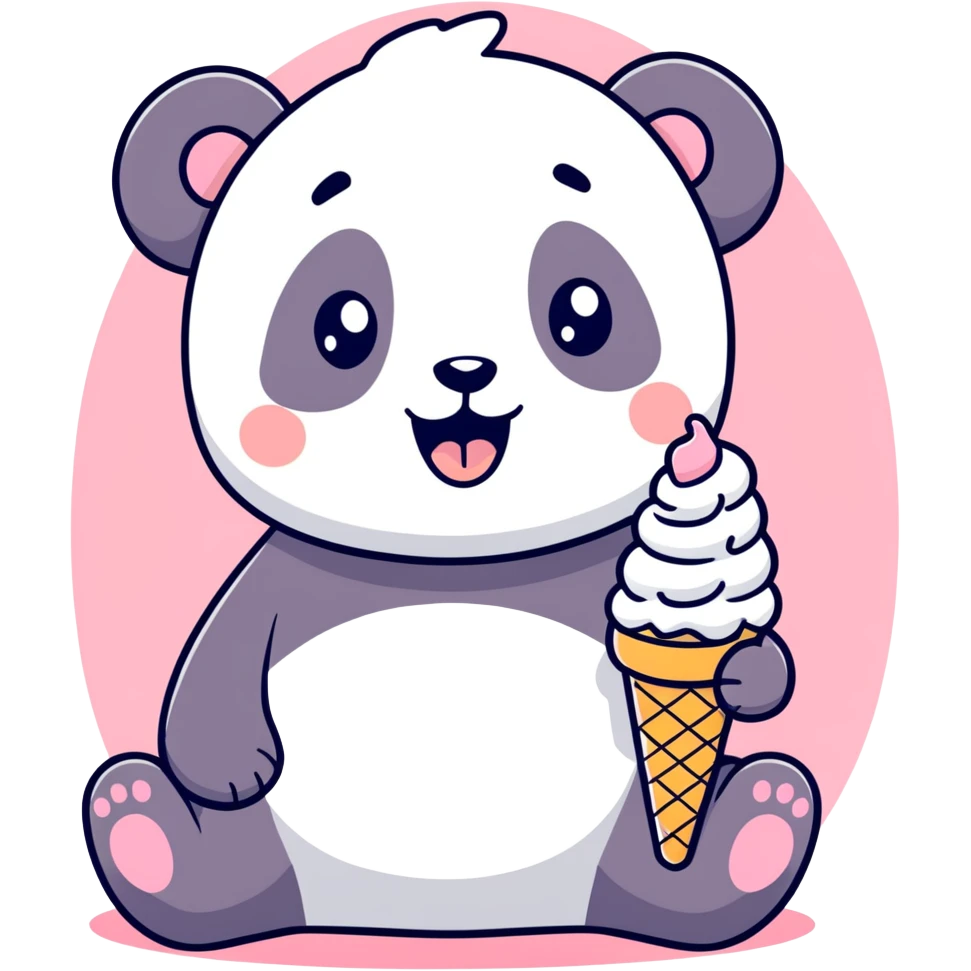 Panda eating ice cream emoji