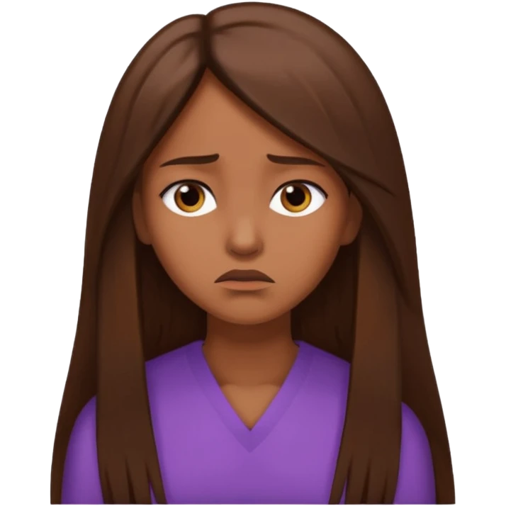 create a woman with brown long sthaight hair who is thinking that she is a bad person emoji