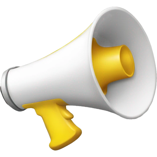 a megaphone, white and yellow emoji