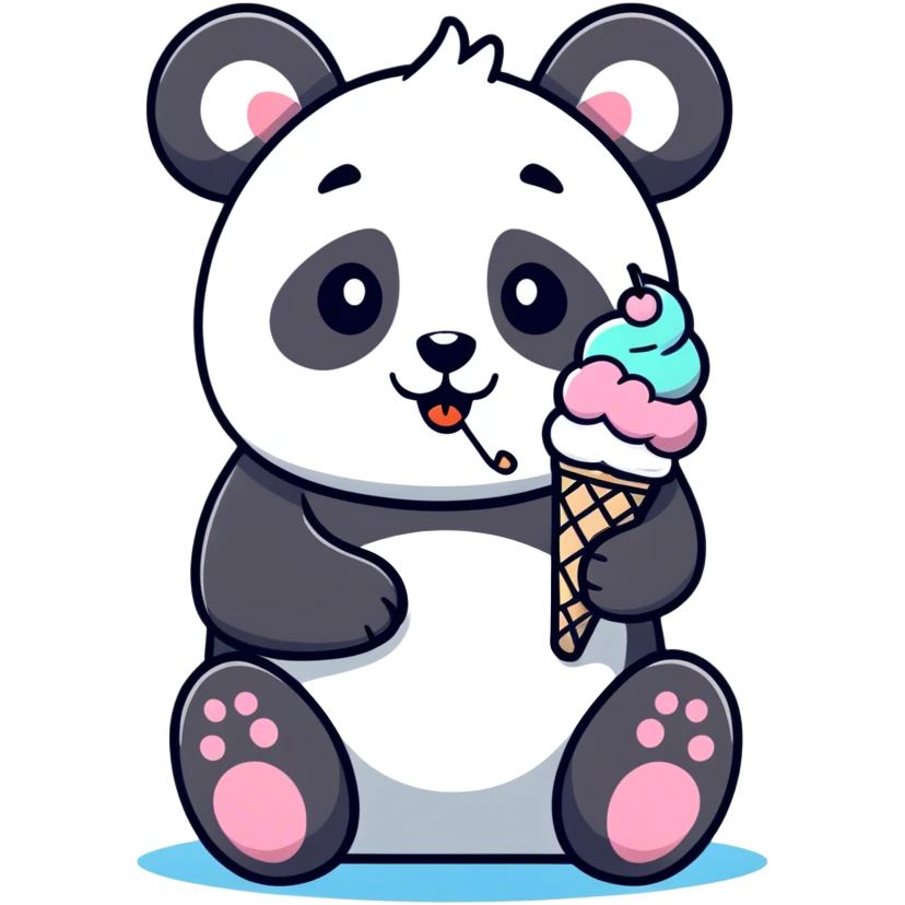 Panda eating ice cream emoji