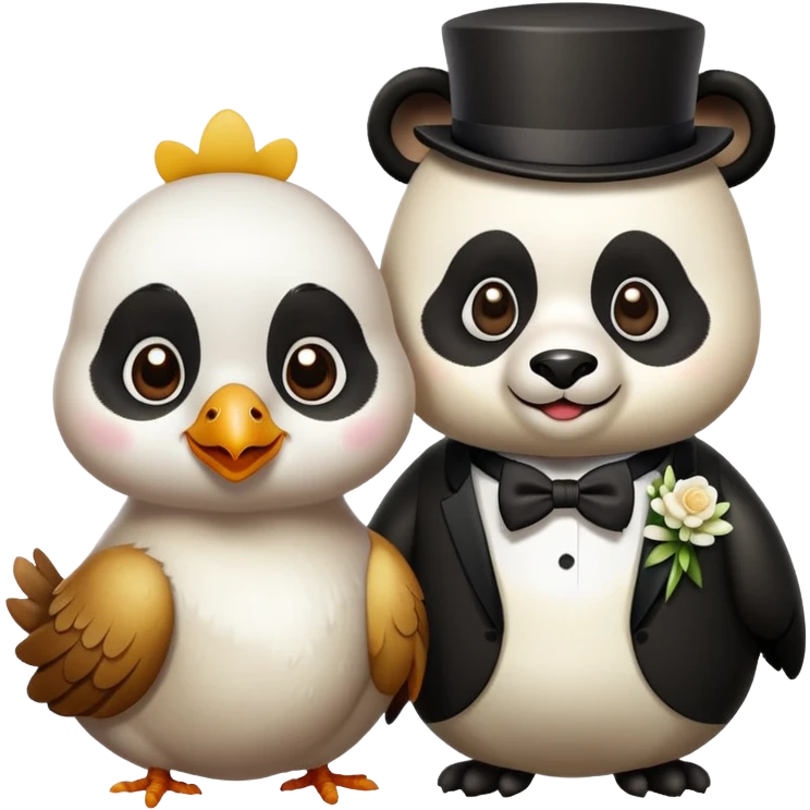 panda and chicken getting married emoji