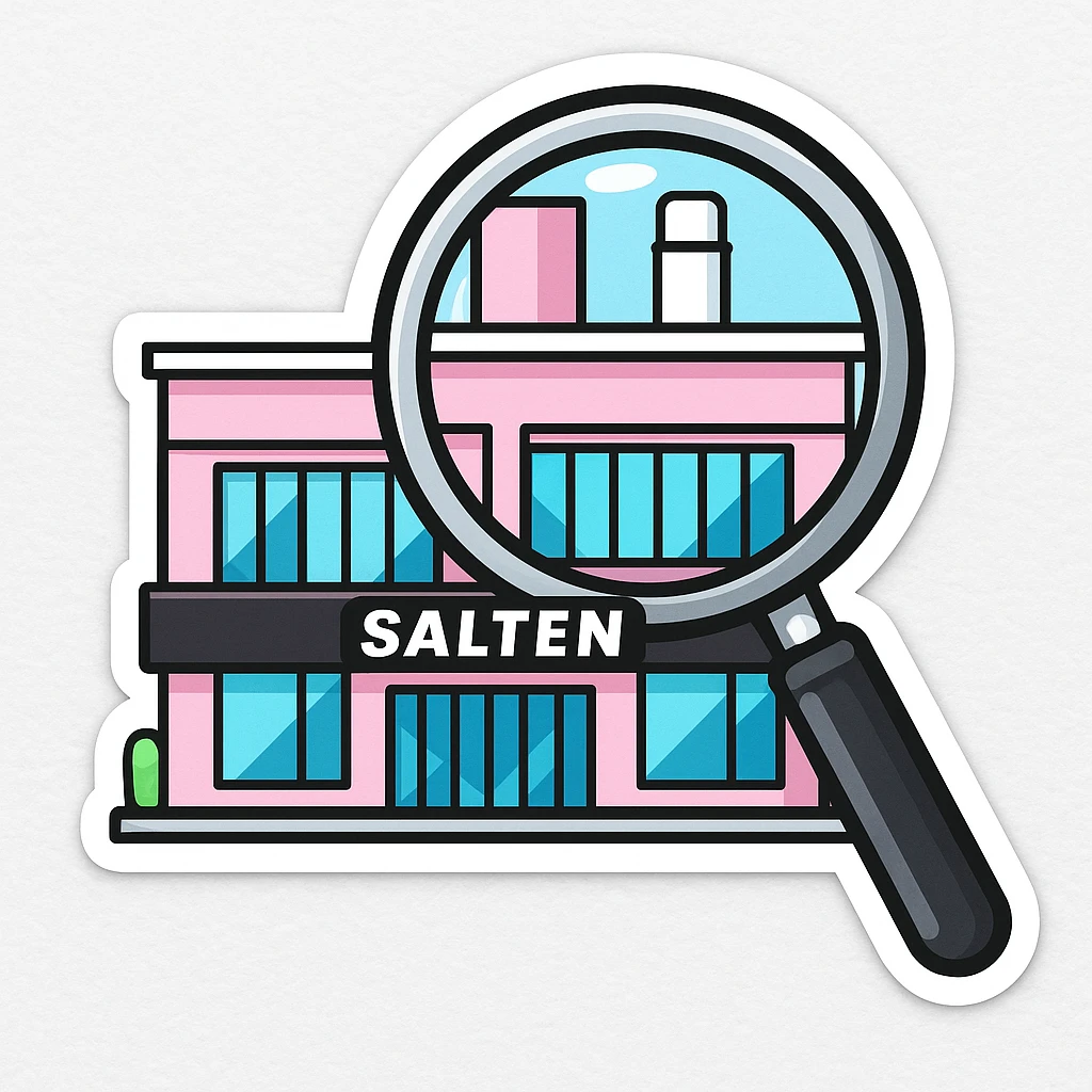 Make it cartoonish stickers: Add a magnifying glass over the partly pink, very stylish beauty salon building emoji