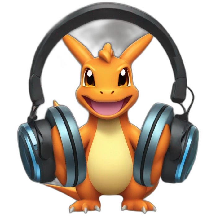 Charizard with headphones emoji